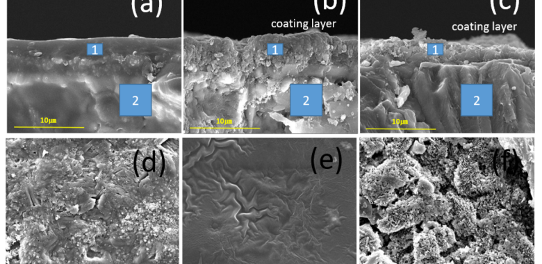 Kaolinite and SiO2 ink coating fracture surface EDS & SEM images.
