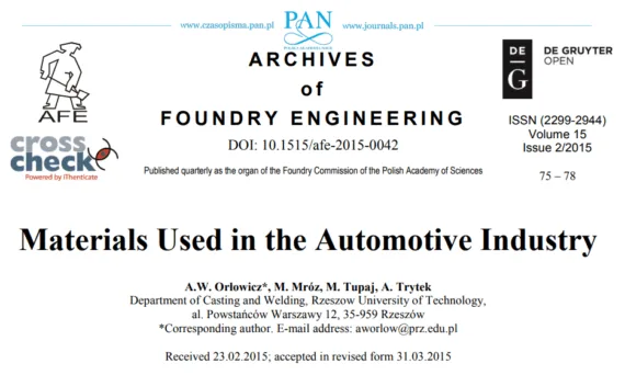 Materials Used in the Automotive Industry