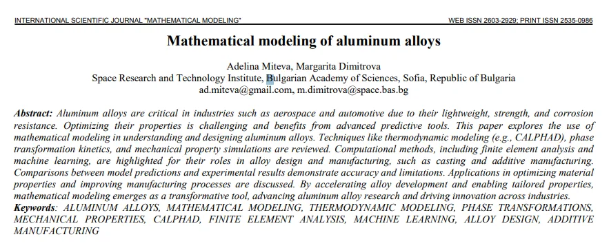 Mathematical modeling of aluminum alloys