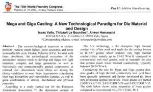 Mega and Giga Casting: A New Technological Paradigmfor DieMaterialand Design