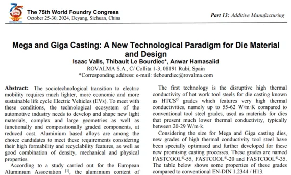 Mega and Giga Casting: A New Technological Paradigmfor DieMaterialand Design