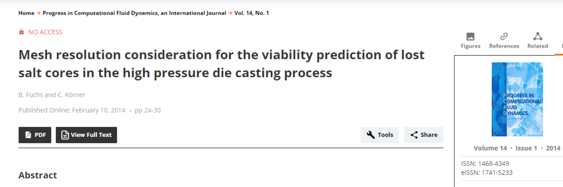 Mesh resolution consideration for the viability prediction of lost salt cores in the high pressure die casting process
