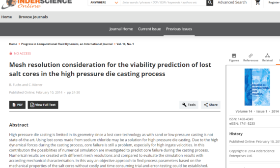 Mesh resolution consideration for the viability prediction of lost salt cores in the high pressure die casting process