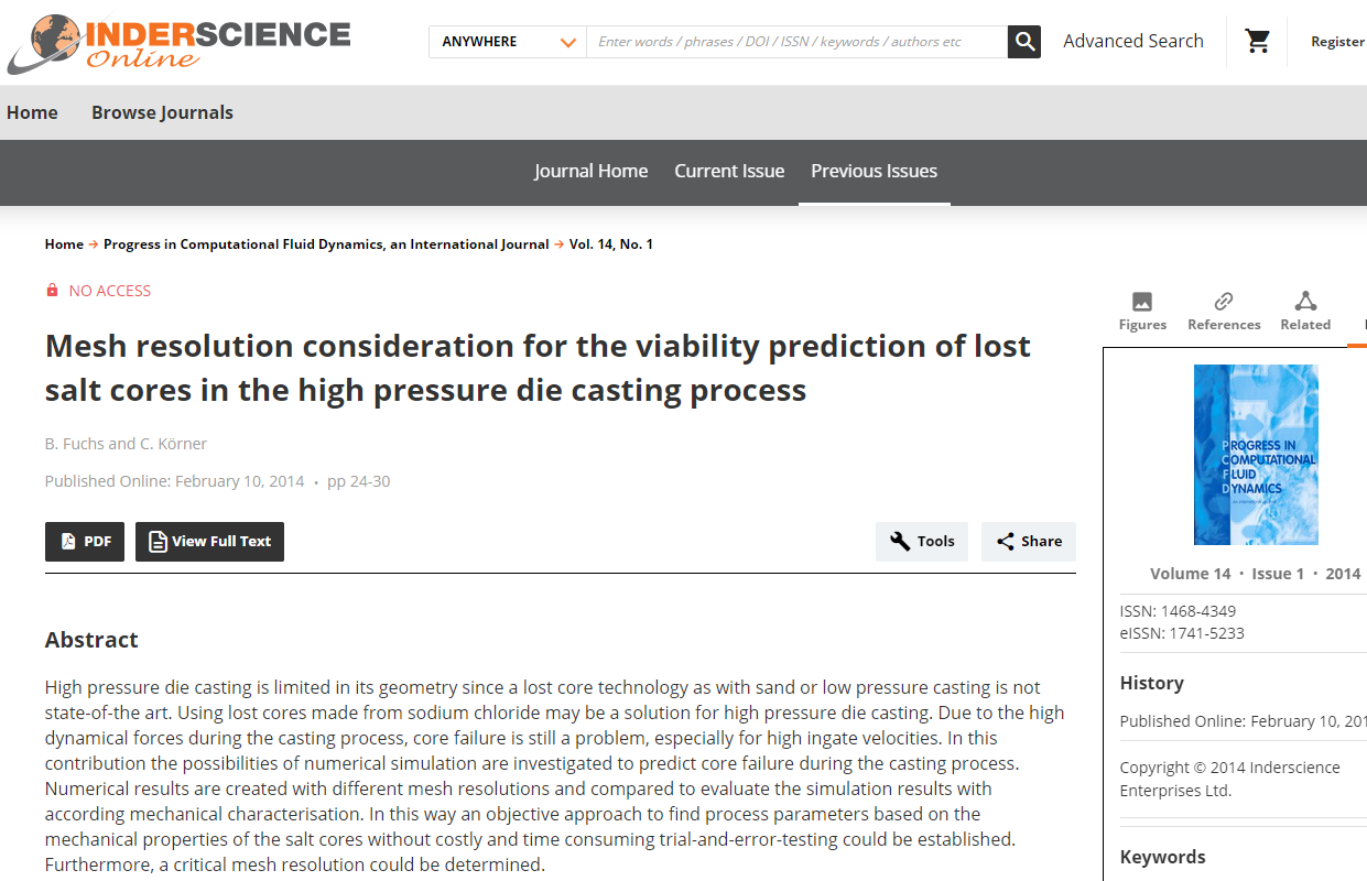 Mesh resolution consideration for the viability prediction of lost salt cores in the high pressure die casting process