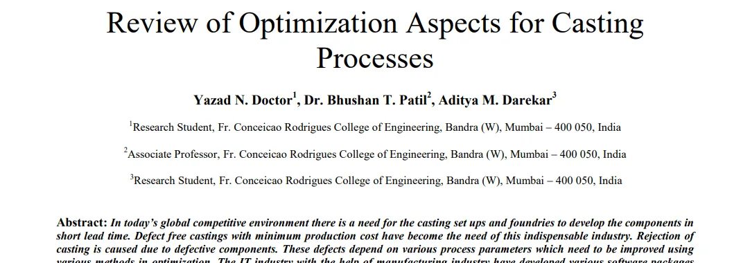 Review of optimization aspects for casting processes
