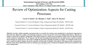 Review of optimization aspects for casting processes