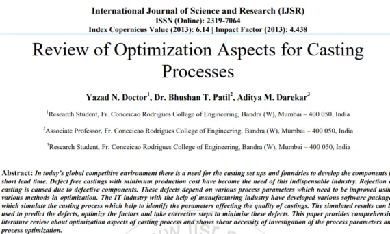 Review of optimization aspects for casting processes