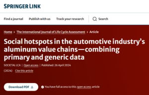 Social hotspots in the automotive industry’s aluminum value chains—combining primary and generic data