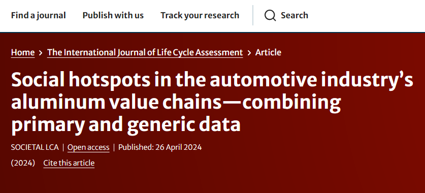 Social hotspots in the automotive industry’s aluminum value chains—combining primary and generic data