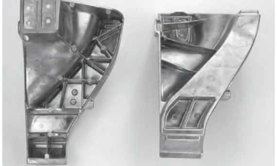 The high-pressure die cast nodes in Castasil-37 for the ASF of the Lamborghini Gallardo Spyder a) rear connection node