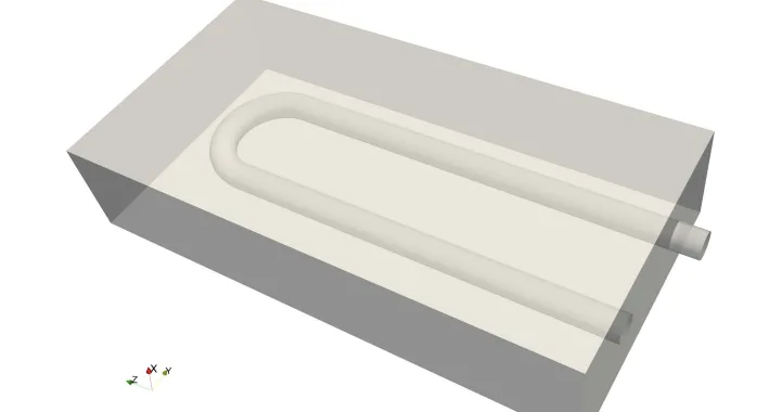 Figure 1: Geometrical configuration of the U-shaped cooling channel case.