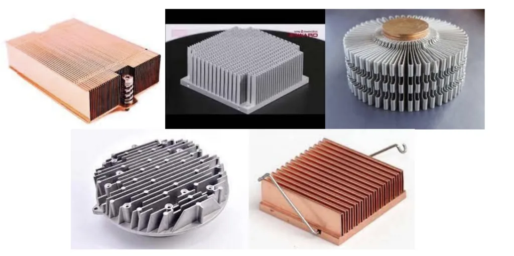 Source: "An Overview of Heat Sink Technology" presented at the IJME
Illustrations of heat sink samples according to the manufacturing method. 