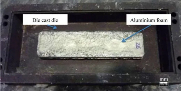 Figure 4. Metallic die to die cast magnesium over the aluminium foam.