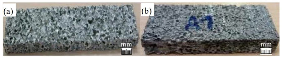 Figure 11. (a) Alpora’s foam (0.25 to 0.4 Kg/dm3
); and (b) Formgrip’s foam (0.4 to 0.65 Kg/dm3
)