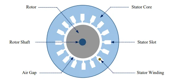 Figure 4. Cross Section of Stator of 3‐F Induction Motor.