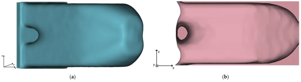 Figure 3. Results of the initial TO with λ = 0.2 and xlim = 0.6: (a) Implicit geometry of the optimized structure; (b) Cross-section of the implicit geometry of the TO-margin.