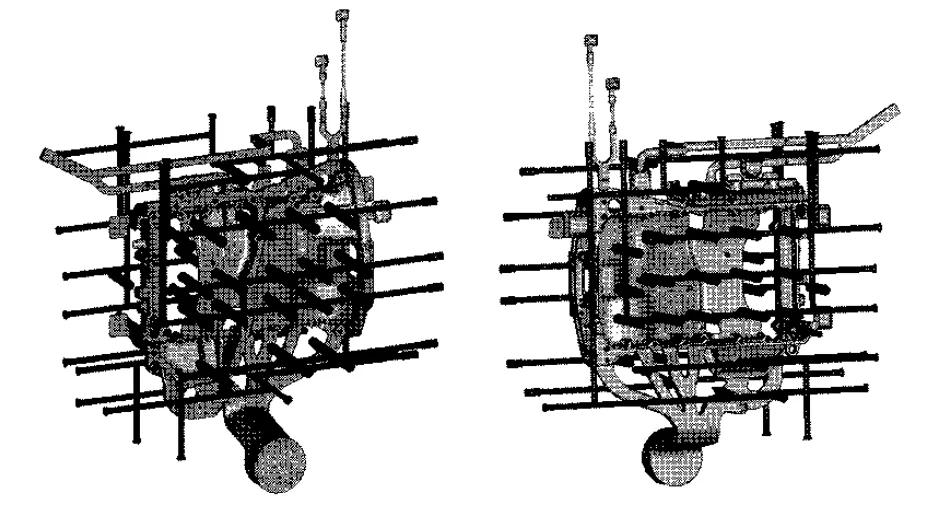 Figure 3: Developed Mg oil pan and cooling lines.