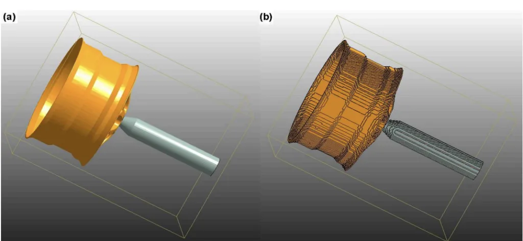 Fig. 1(a) 3D Model of assembly of wheel and lift tube
(b) results after mesh generation of physical model. 