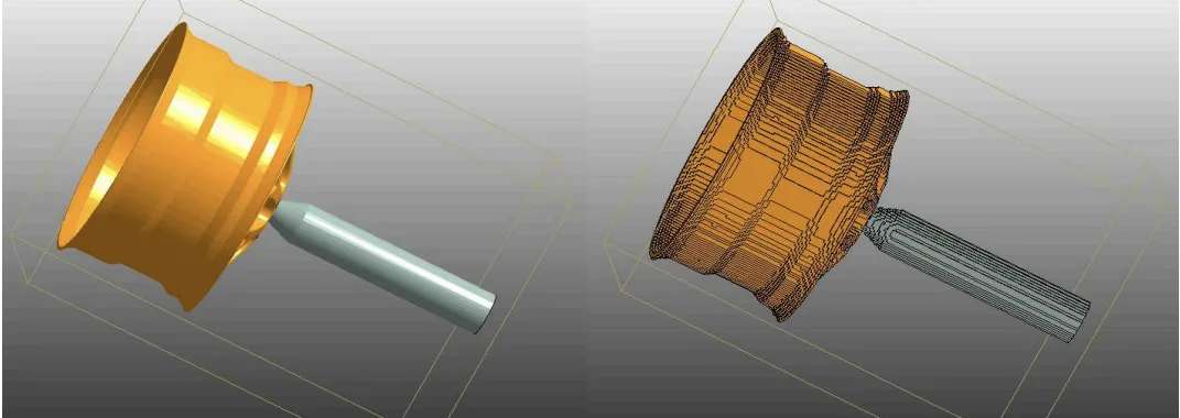 Fig. 1(a) 3D Model of assembly of wheel and lift tube (b) results after mesh generation of physical model.