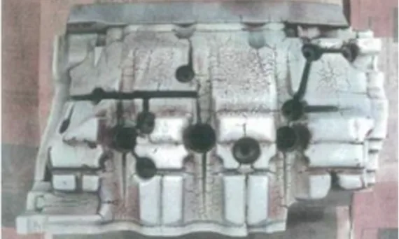 Figure 1: Image of Die in the actual die-casting process, which has cracks (red lines) on the surface.