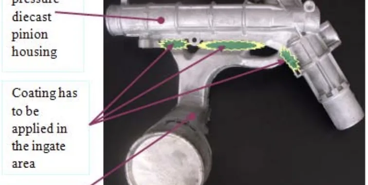 Fig. 5 – Coated areas in the case of a HPDC mould for a pinion housing