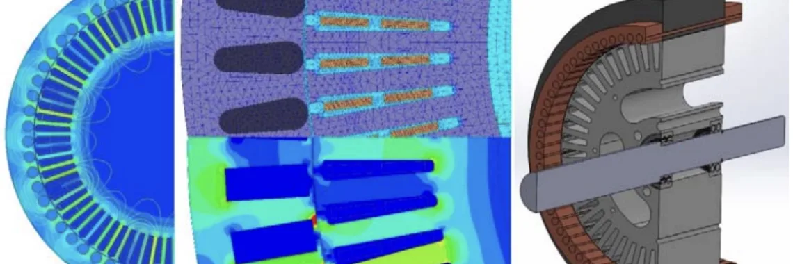 Figure A. Outer rotor induction motor mesh operation and 2D FEA