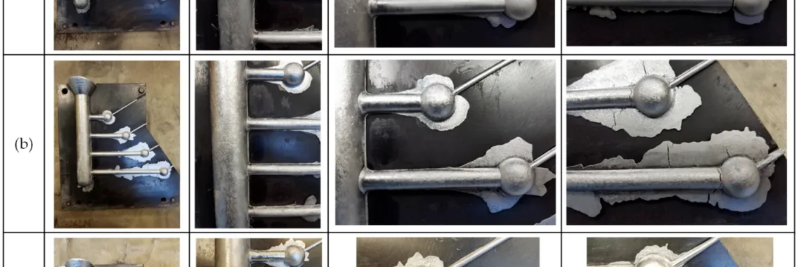 Figure 5. Results of constrained rod casting: (a) AA7075; (b) AA7068; (c) AA7055.
