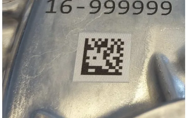 Figure 5: Laser marked identifier on aluminum die casting alloy.