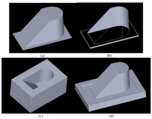 Figure 6. Part A output (a) top region (b) bottom region (c) cavity (d) core