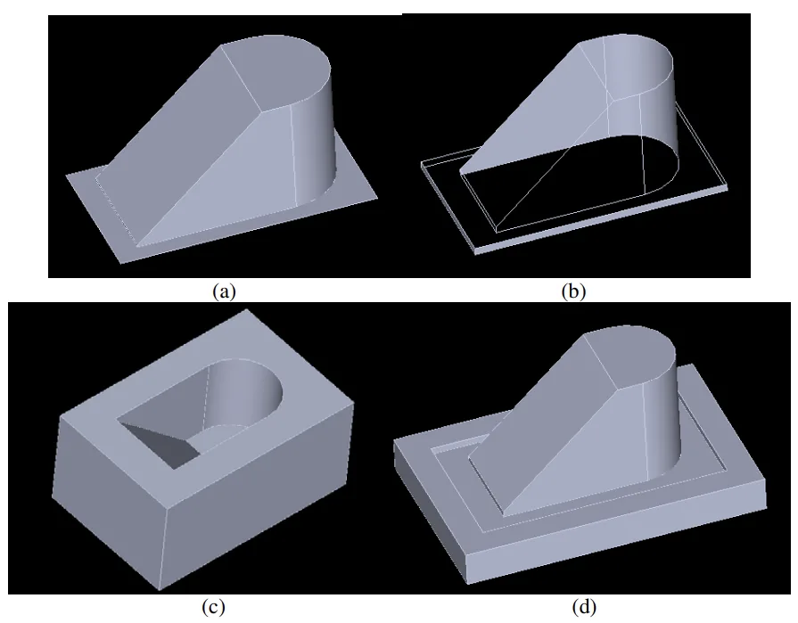 Figure 6. Part A output (a) top region (b) bottom region (c) cavity (d) core