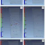 Fig. 5 Microporosities in spoke parts inspected by 3D x-ray tomography: samples near to the ingate (a) and far from the ingate (b) in S1; samples near the ingate (c) and far from the ingate (d) in S4; samples near to the ingate (e) and far from (f) the ingate in S7