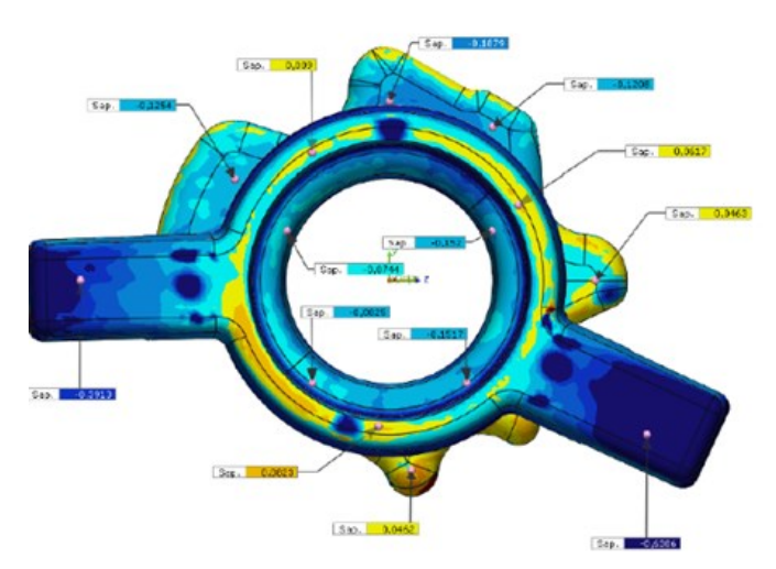 Figure 4. Salt core laser scanning compared with 3D
data model.