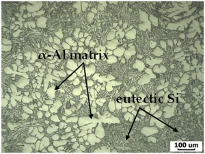 Figure 1. Photograph of the base microstructure of the SSM-ADC12 aluminum alloy formed using GISS casting