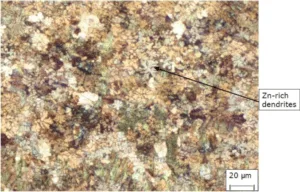 Figure 2. Microstructure of HF alloy in the center of the casting, thickness 0.4 mm, casting conditions 160°C / 55 m/s