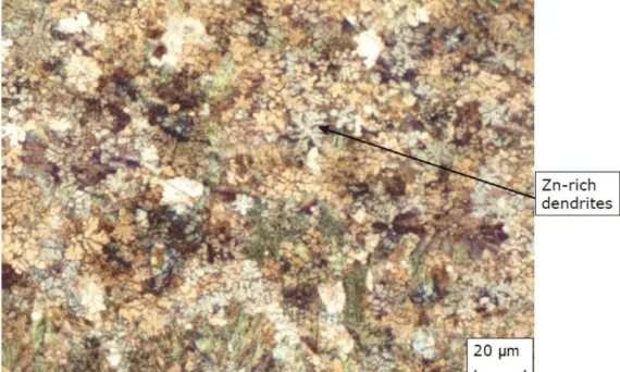 Figure 2. Microstructure of HF alloy in the center of the casting, thickness 0.4 mm, casting conditions 160°C / 55 m/s