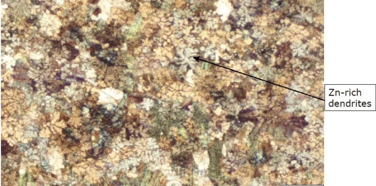 Figure 2. Microstructure of HF alloy in the center of the casting, thickness 0.4 mm, casting conditions 160°C / 55 m/s