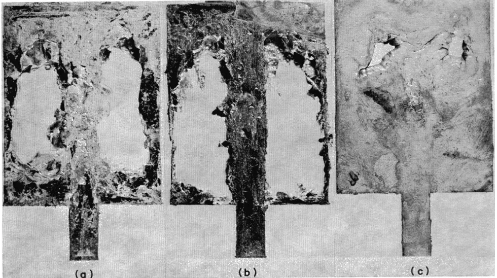 Figure 2.10 Short Shots in Zinc and Aluminium Alloys Showing How Gas
Entrapment Can Occur in the Cavity. Shots A, B, and C Differ in the Amount of
Metal Ladled. [12]