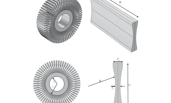 Fig. 1. Schematic view of the proposed heat sink with concave fins.