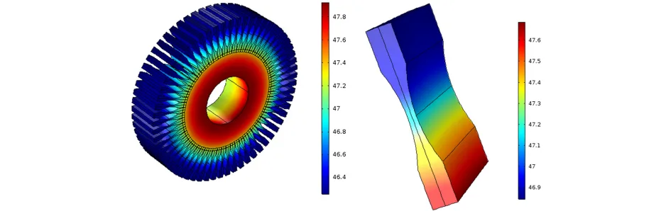 Fig. 2. Temperature distribution in proposed fin and heat sink.