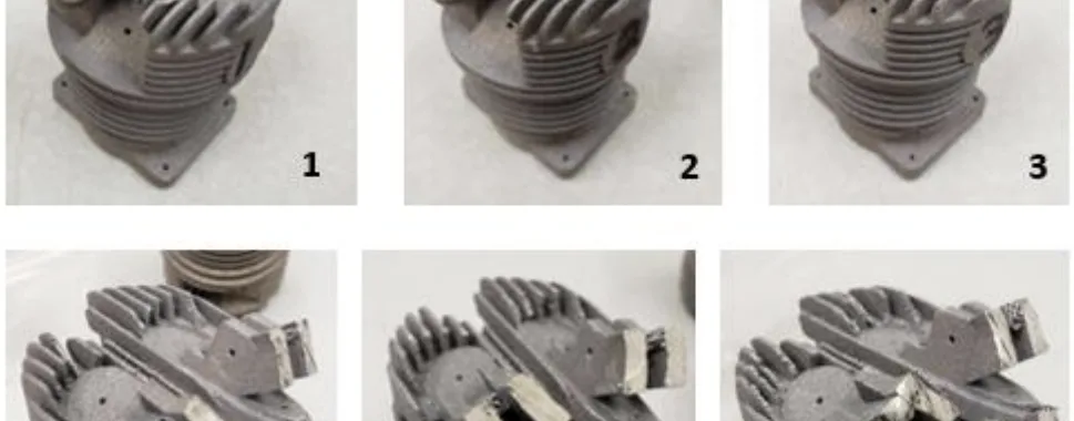 Figure 3.17: AM cylinder heads post support removal, pre-machining