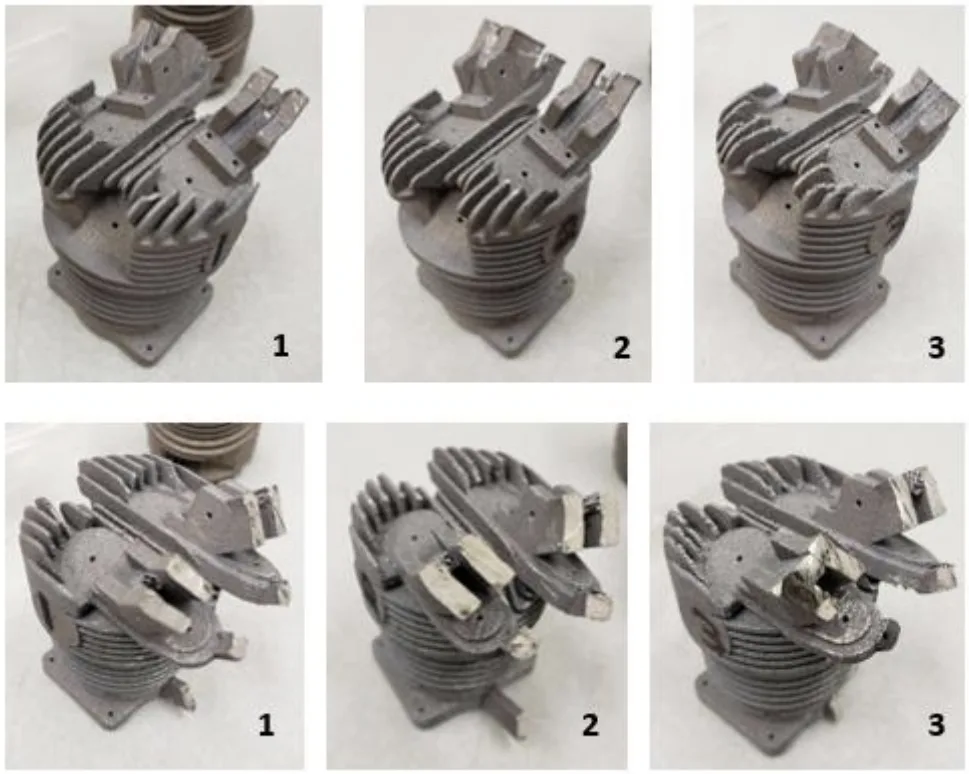 Figure 3.17: AM cylinder heads post support removal, pre-machining