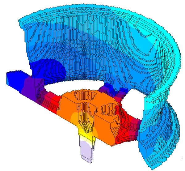 Figure 19a) Solidification time contours for LPDC after modification showing better
directional solidification and no thermal isolations.