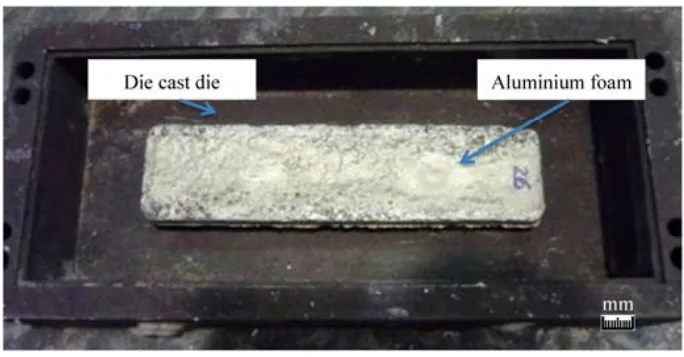 Figure 4. Metallic die to die cast magnesium over the aluminium foam