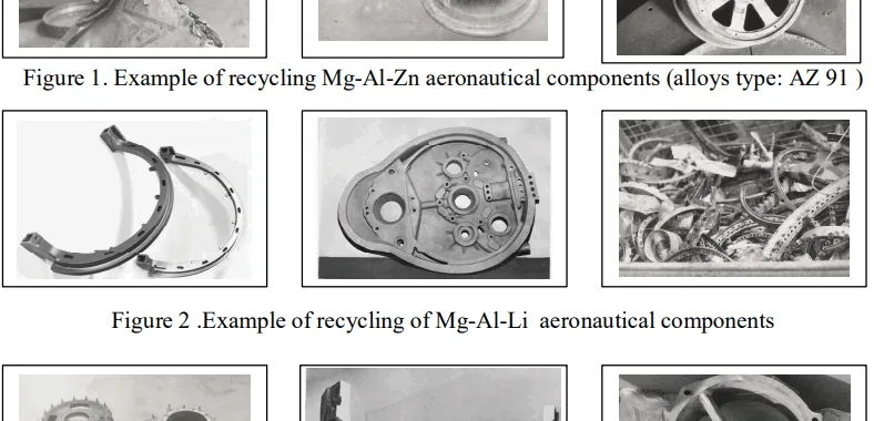 Figure 3. Example of recycling of Mg-Zr-Nd aeronautical components (alloys type: RZ5).