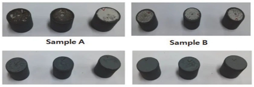 Fig. 2. Sample to measure and analyze surface roughness and surface hardness after the test at 800℃ for a day(24 h) by using heat treatment furnace.