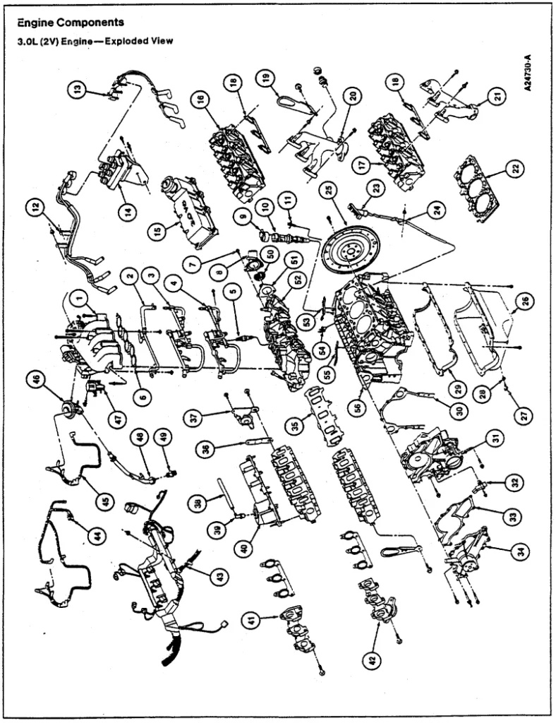 Figure 7a. Typical components of a current automotive engine (Source: Ford Motor Co.) 