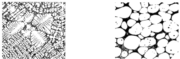 Fig. 1. The microstructures: dendritic (left) and globular (right) of an aluminum alloy [2] 