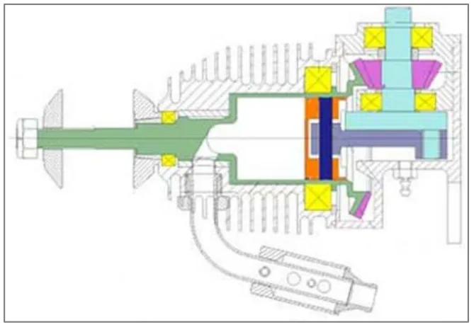 Figure 3. Section through the RCV SP “Rotating Cylinder Valve" model aircraft engine.