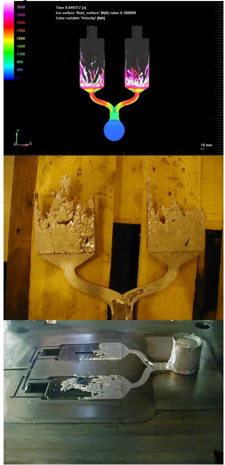 Fig.9. Short shot experiments proved that it is vital to simulate shot sleeve process before cavity filling simulations.