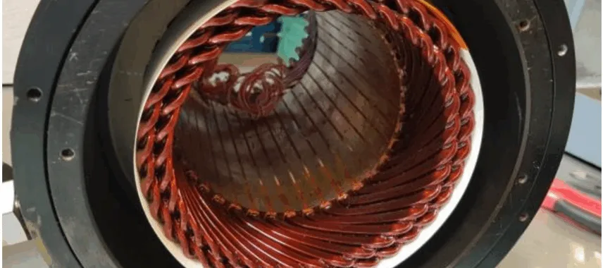 Fig. 2. Hairpin winding stator assembly and end winding detail for a four conductor/slot configuration (courtesy of Tecnomatic S.p.A.).